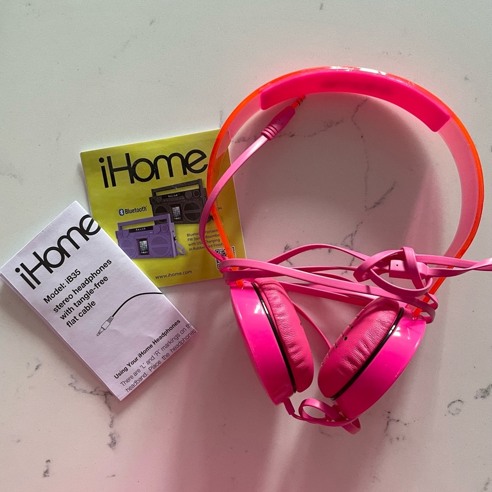 iHome pink stereo headphones